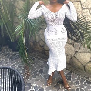 White mermaid style dress